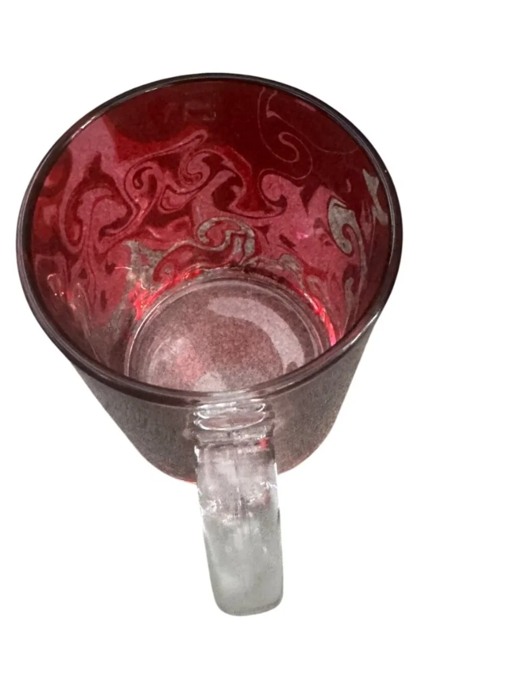 Red Swirl Glass Mug, 11 oz